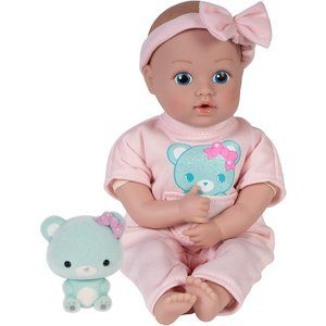 Pink Mini Baby Doll with Soft Flocked Bear Friend Be Bright Tots & Friends